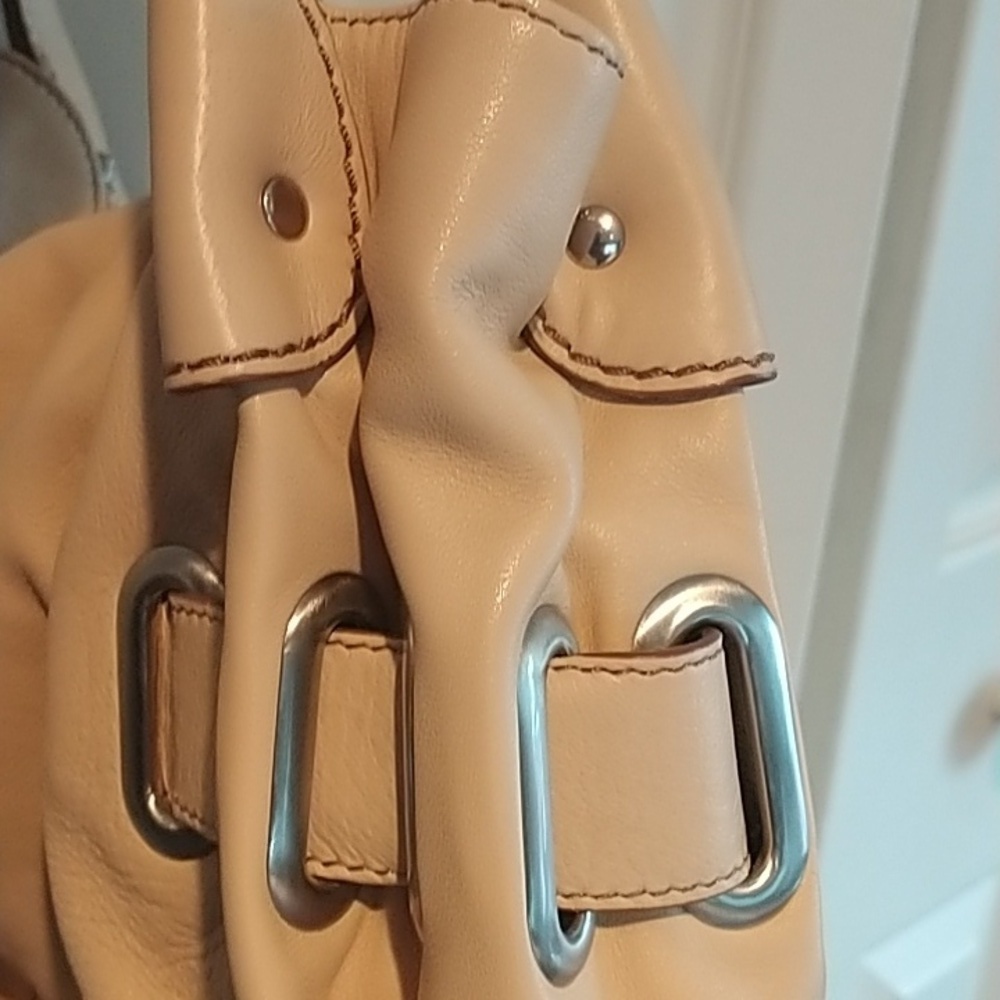 Grancesco Biasia Sheep Leather Cream Slouchy Boho Shoulder Bag - Picture 8 of 12